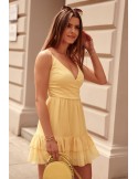 Elegant dress with thin straps, yellow PR3205 - Online store - Boutique